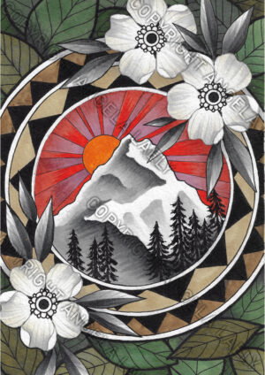 Gerahmtes Original Bild - Herbst Berg 1